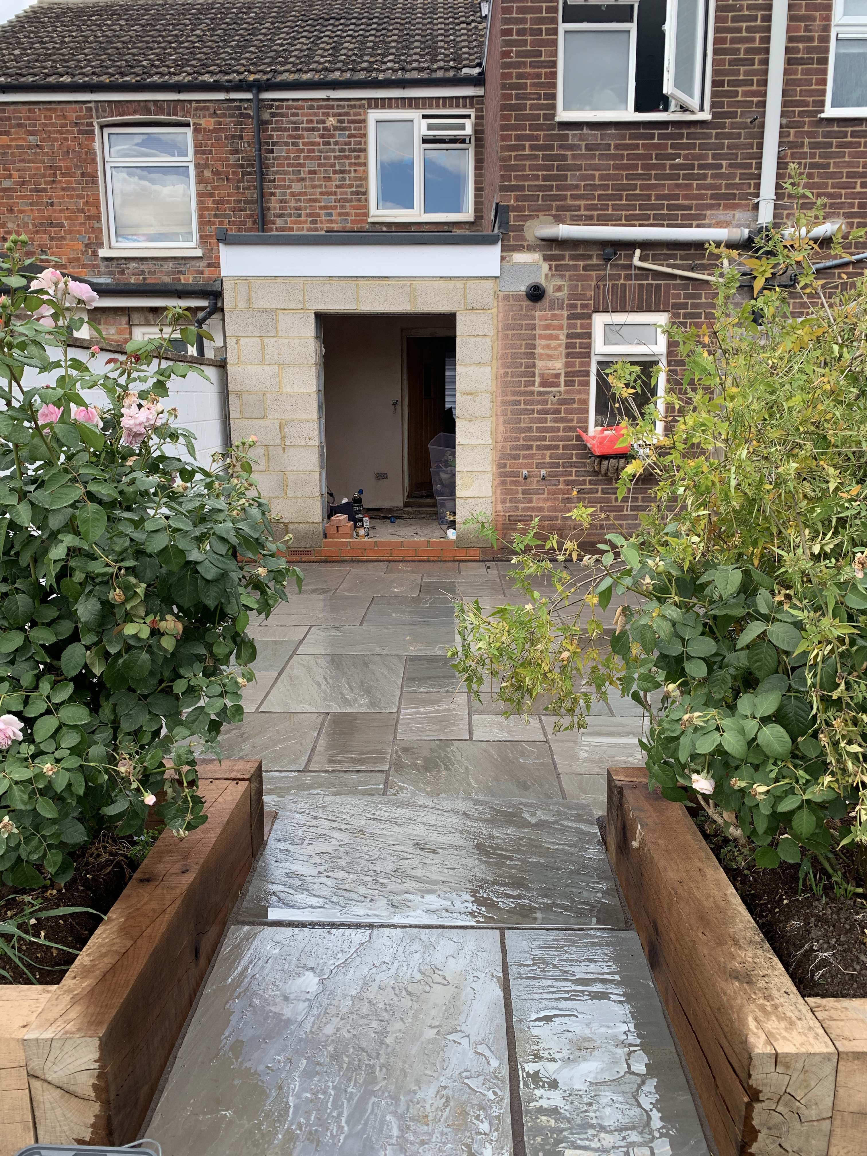 Brick extension under construction